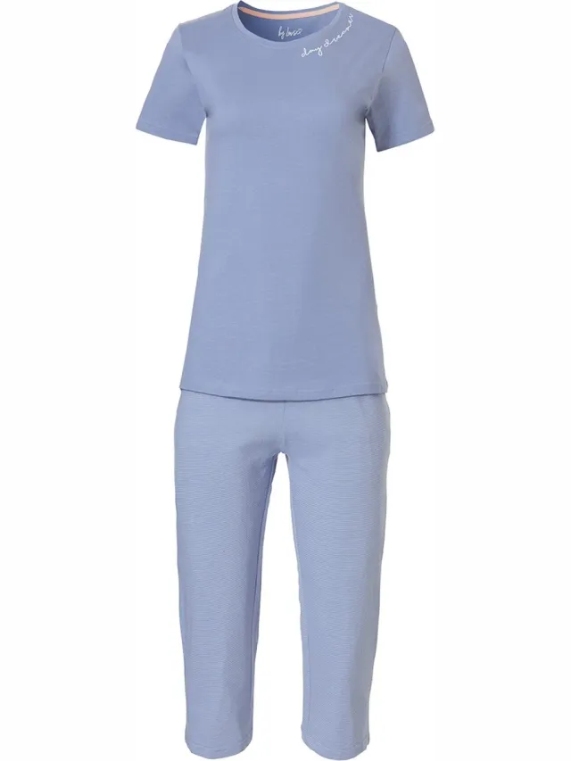 By Louise Dames Capri Korte Pyjama Set Blauw 3/4