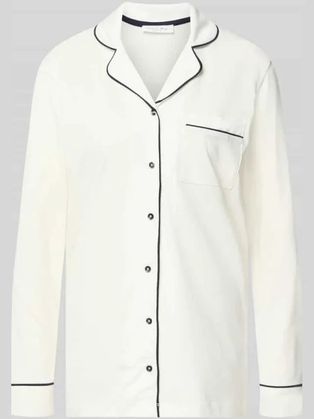 Christian Berg Woman regular fit pyjamabovendeel met borstzak Offwhite