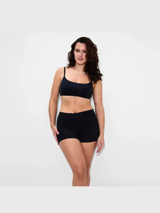 cfab Bralette met ronde hals - Zwart - XS - BH Zonder Beugel Voorgevormd - Ondergoed - Naadlos