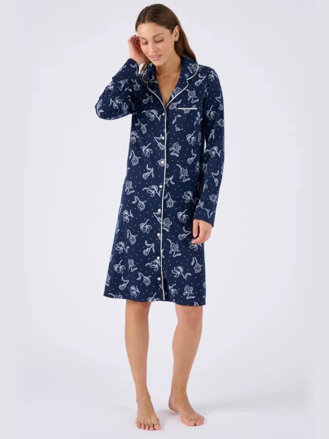 Damart Thermolactyl nachthemd met knoopsluiting - Dames - Blauw - 50-52 (XL)