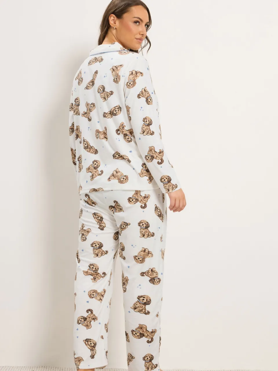 Yours Ivoorwitte Cockapoo Lichtgewicht Fleece Pyjamaset-42, foto 2