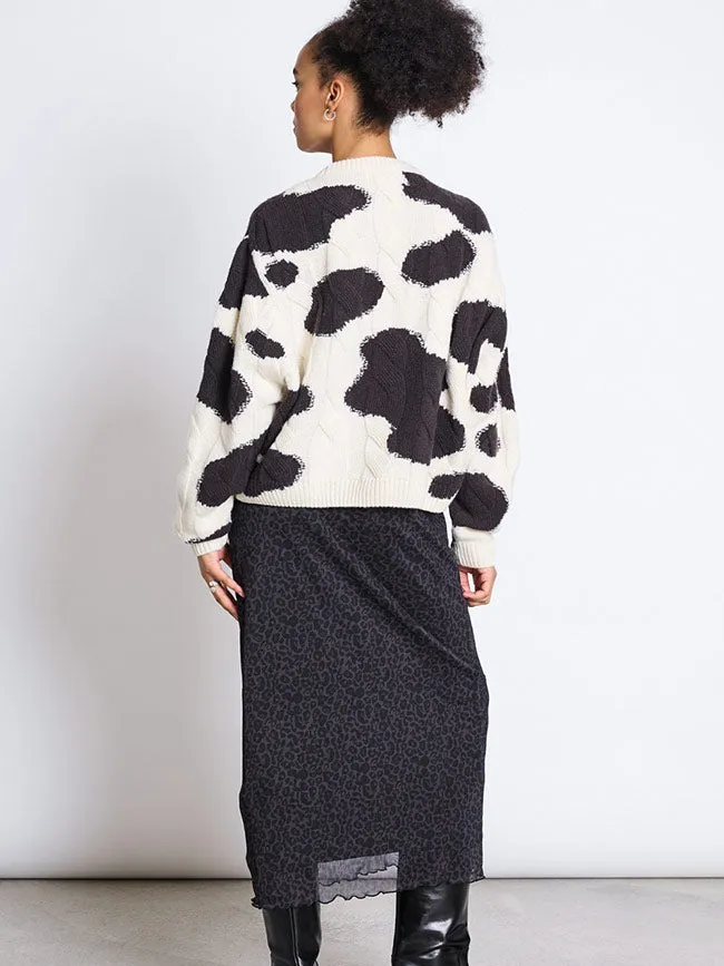 JAN N JUNE dames vegan Maxirok Smuk Donker Luipaard zwart, foto 2