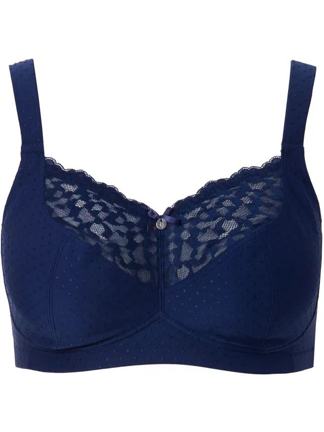Ulla Popken Dames - Comfortbeha kant zonder beugel - Nachtblauw