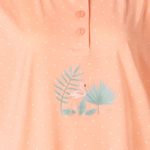 Cocodream Quality Cocodream dames set 3/4 broek - Tropic flamingo - zalm Zalm, tropic