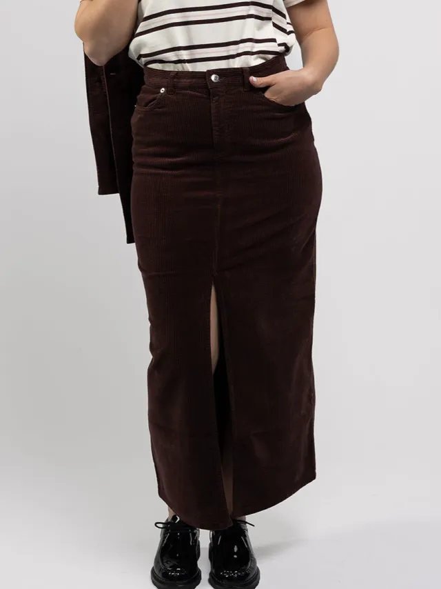 Côtelé dames vegan Rok Frida Chocoladebruin