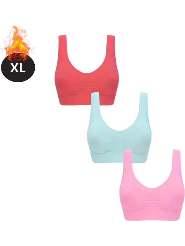 Bovista BH Set Zonder Beugel - Zonder Bandjes - Push-up Bh's - Comfort Beha - Comfortabel - Sterk - Dames - 3 Pack - Gemengd 2