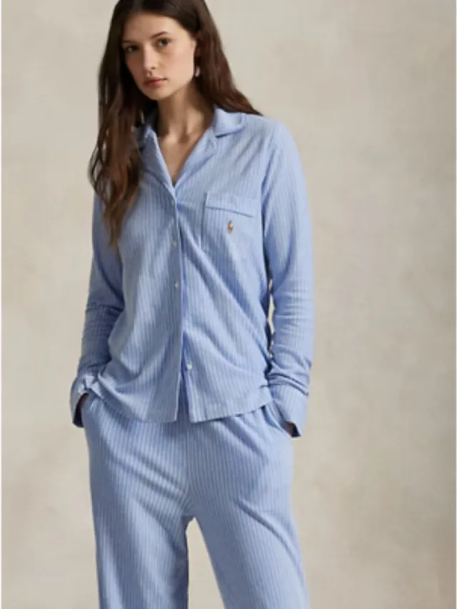 Ralph Lauren , damespyjama, blauwe streep