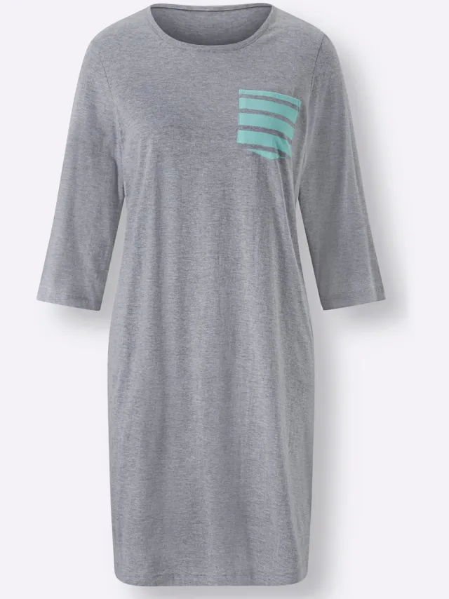 slaapshirt grijs gemêleerd grijs gemêleerd + mint