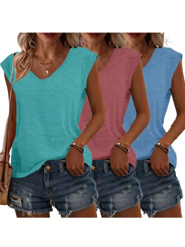 Currero Topje Dames - Top Kleding - Shirt - Blouse - Kort - Volwassen - Smaragdgroen + Roze + Zwart Smaragdgroen + Roze + ...