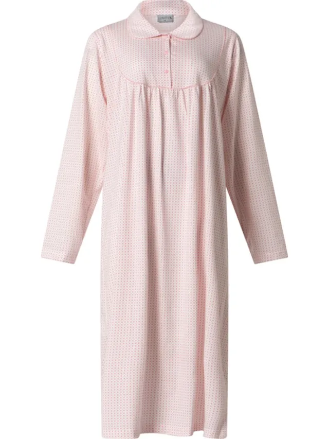 Lunatex klassiek dames nachthemd 224158 met kraag - roze