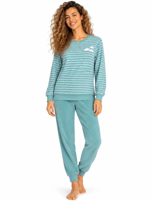 Comtessa Badstof Dames Pyjama – Winter – Lagoon Blue