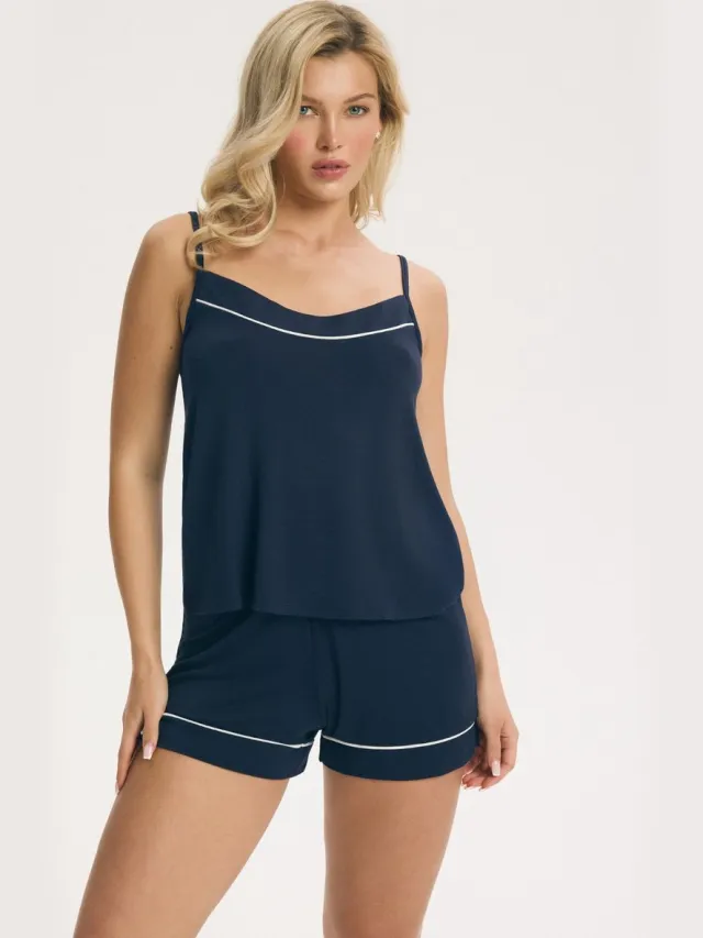 ESOTIQ Patrice - Damespyjama - Viscose - Marineblauw