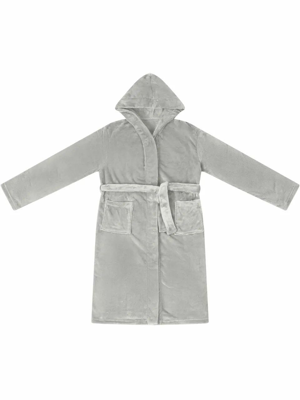 vidaXL Badjas Hoodie Grijs S Flanel, foto 2