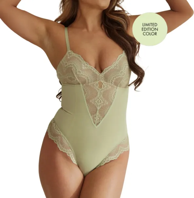 Levady Kanten Shapewear Dames Pistaccio - Bodysuit Dames - Corrigerend Ondergoed - Waist Shaper - Shapewear Body - Luxe Shapewear voor Dames Signature Shaper Pistaccio