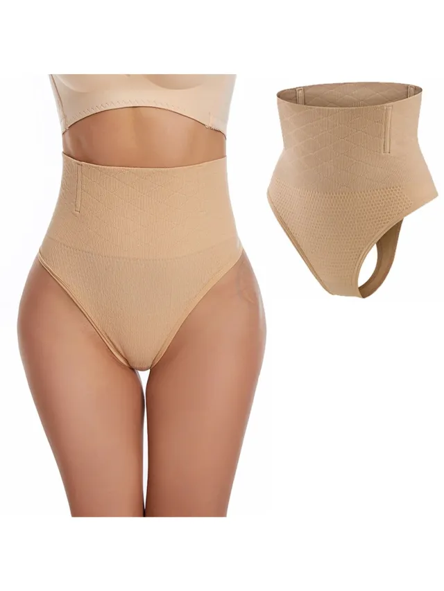 Somstyle High Waist String Dames - Corrigerend Ondergoed - Slip Vrouwen Naadloos - Zwart Beige