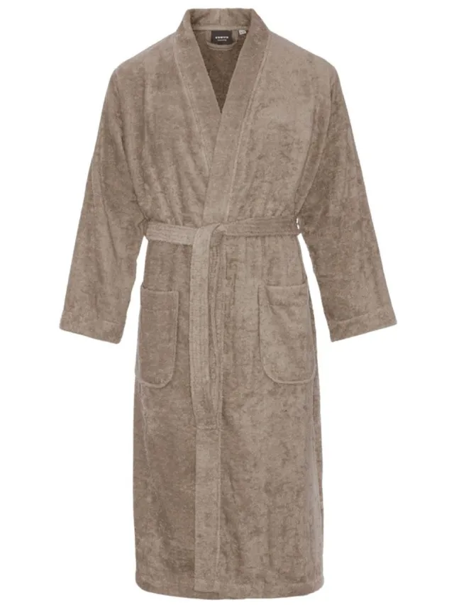 Comvie Kimono badstof katoen – lang model – unisex – badjas dames – badjas heren – 100% katoen - sauna – taupe