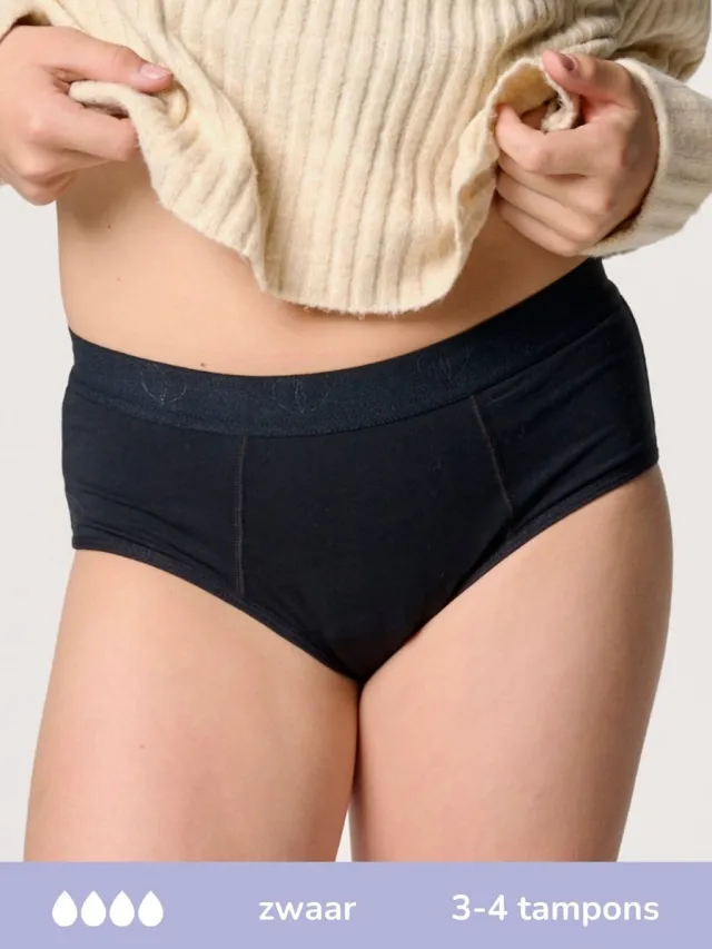 moodies period undies Moodies menstruatie ondergoed zwaar - Bamboe Hipster - maat 164/170 (S) Zwart