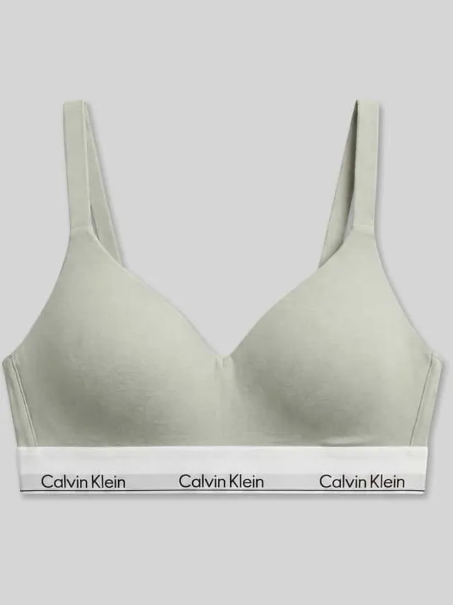 Calvin Klein Bralette van mix van katoen en modal lichtgroen, foto 2