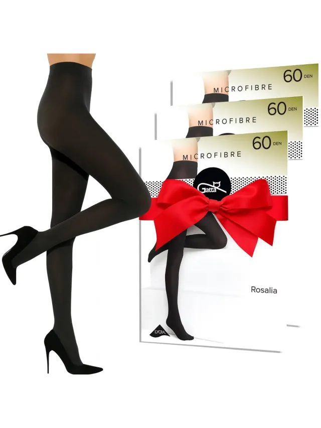Gatta Panty Dames - 60 DEN - Microfibre - Rosalia - Zwart - (3 stuks)