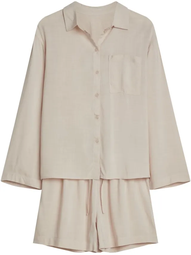 ESOTIQ Corenso - Damespyjamaset - Lichtbeige - Lange mouwen - 100% viscose