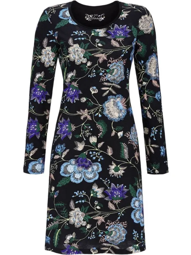 Ringella Winter Flowers – Nachtkleed – 4551001 - Black Zwart