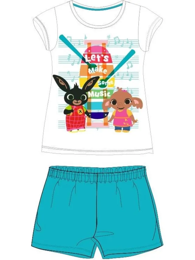 Bing Bunny Shortama - 100% katoen - Pyjama - Wit met turquoise