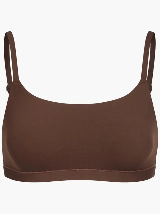 cfab Bralette met ronde hals - Bruin - L - BH Zonder Beugel Voorgevormd - Ondergoed - Naadlos
