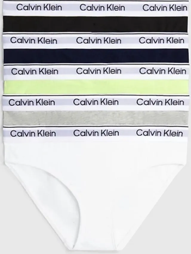 Calvin Klein 5-pack slips - Dusty Limon/Wit/Navy/Zwart/Grijs - 8/10 jaar