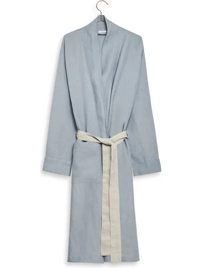 Yumeko kimono badjas gewassen linnen schemerblauw l Dusk Blue