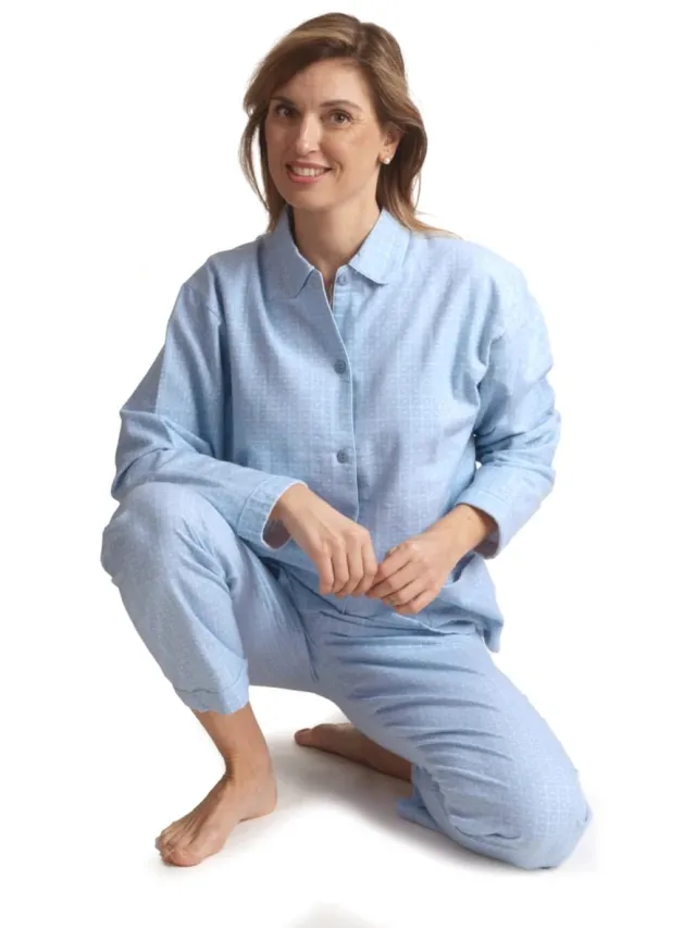 Lunatex flanel dames pyjama - Winter Coloured Blue, glass
