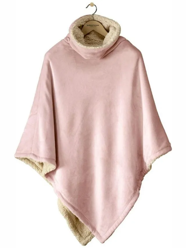 De Witte Lietaer Poncho - Vieux Rose Effen Polyester - One size- 228406-one size