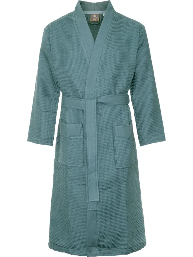 Badrock Sauna badjas petrol S - unisex badjas - biologisch katoen - wafel badjas katoen - kimono - wafel badjas dames - wafel badjas heren