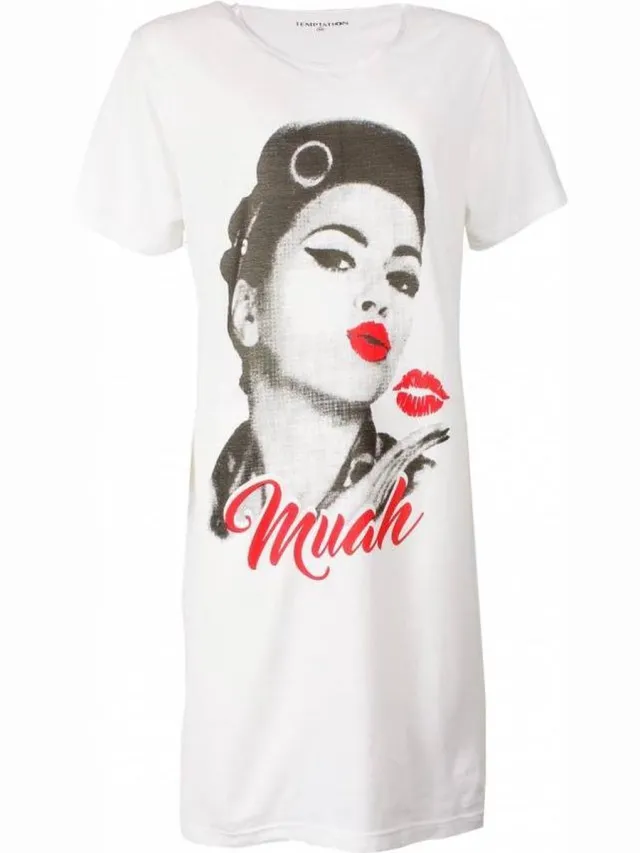 Temptation Dames Nachthemd - Big Shirt - 100% Katoen - Wit