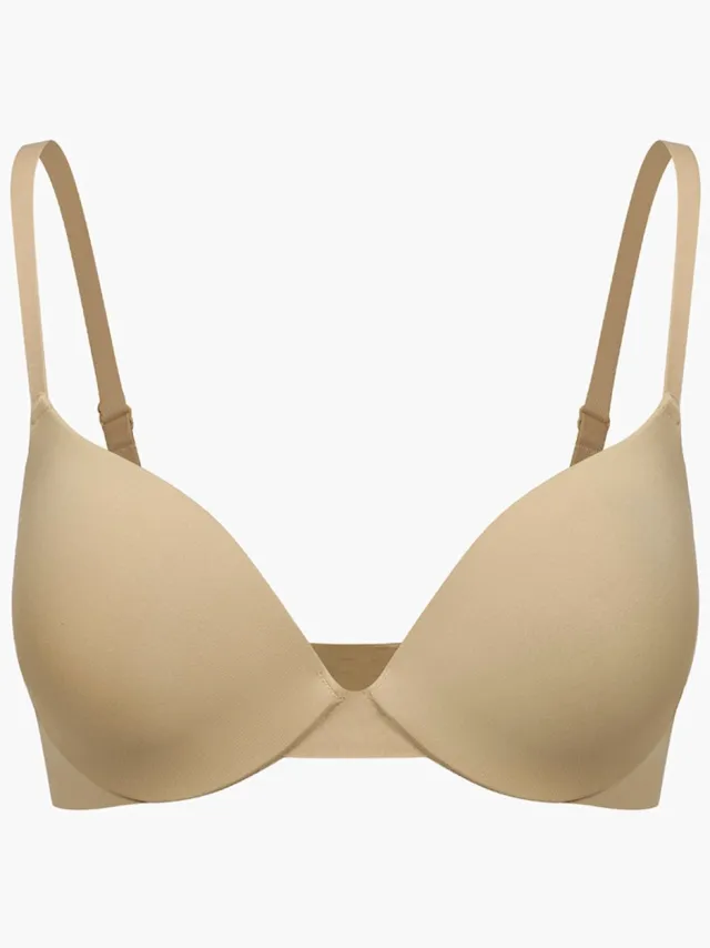 cfab Voorgevormde push-up beugelbeha - beige - 80C - BH Zonder Beugel Voorgevormd - Ondergoed - Naadlos