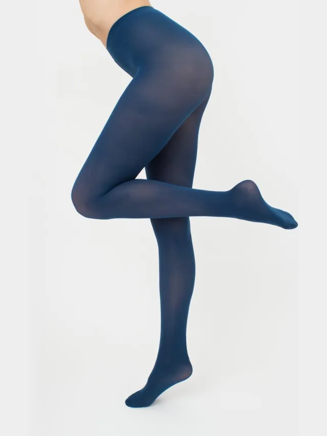 Giulia Blues klassieke warme 70den Matte Opaque Panty - Peony Petrol