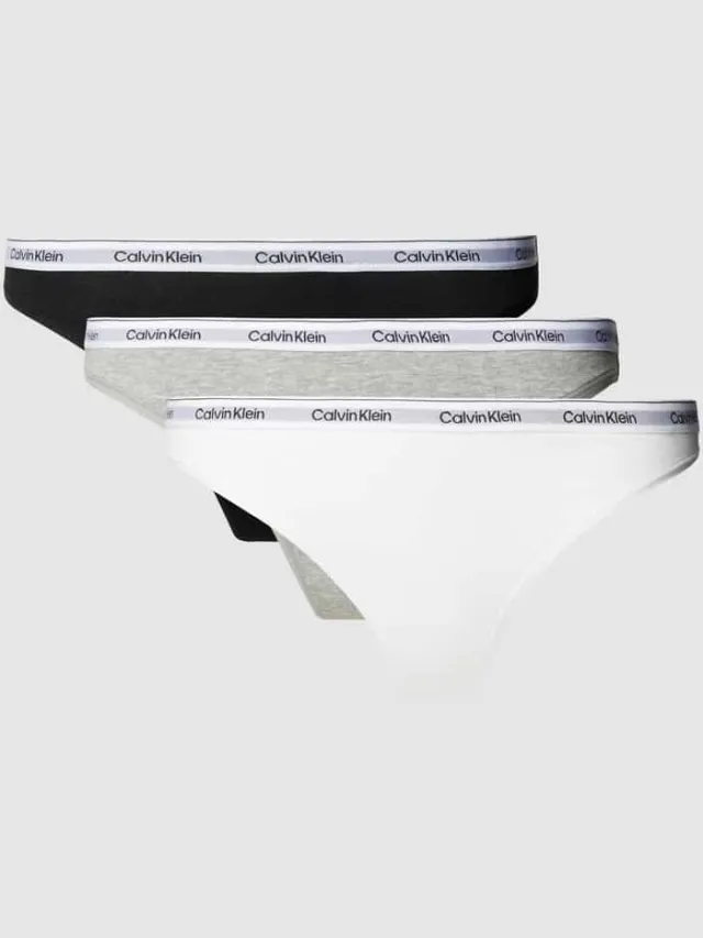 Calvin Klein String met elastische band in een set van 3 stuks Lichtgrijs