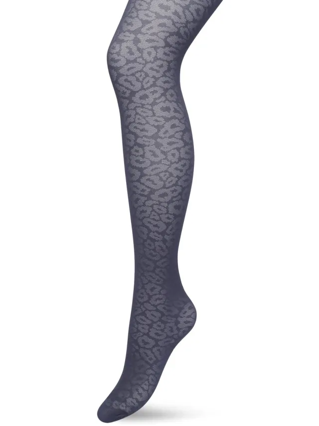 Bonnie Doon Dames Panterprint Panty 40 Denier Grijs - Chique Panty - Leopard Dessin - Brede Boord - Comfort - Panter Print - Dieren Print - Panther Texture Tights - Feestelijk - Castlerock - BP211909.169