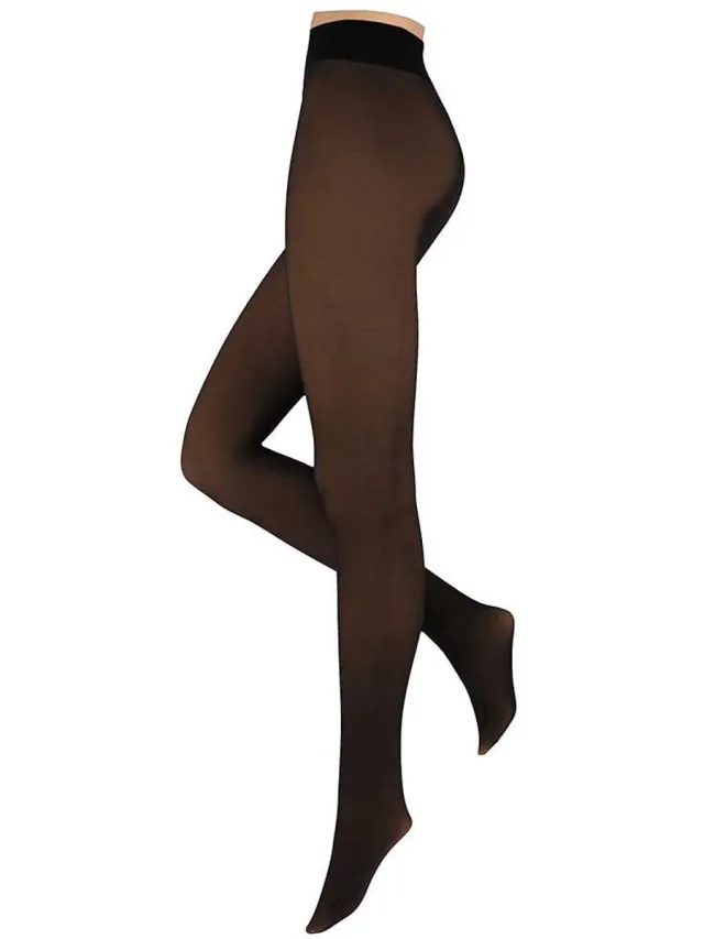 morethansocks Fleece gevoerde panty dames - 2-Pack - Maat S t/m XXL - winter fleece panty - fleece panty - warme panty - thermo panty Bruin/Nude