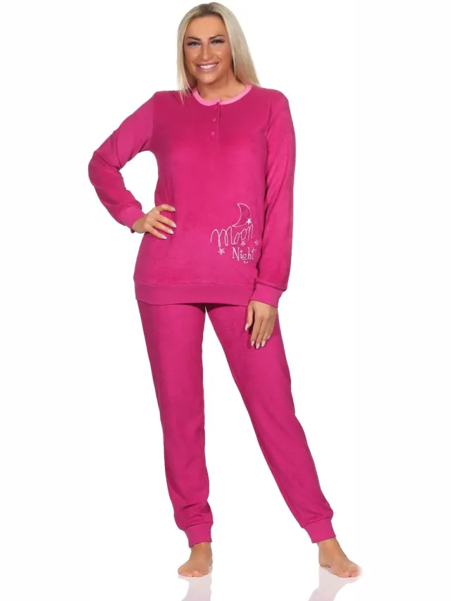 Normann Dames Terry Pyjama met Lange Mouwen - Ook in Oversizes pink