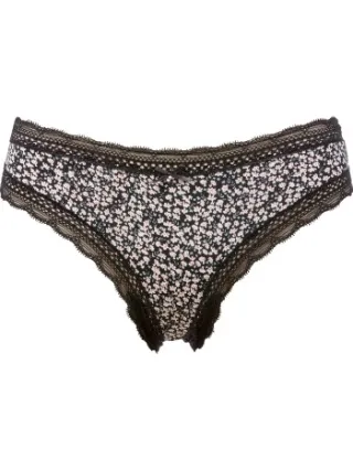 Trofé Laila Print Brazilian slip zwart