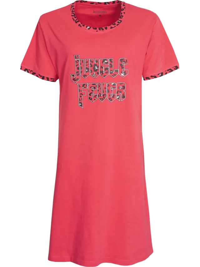 Irresistible Dames Nachthemd - 100% Gekamde Katoen - Rood