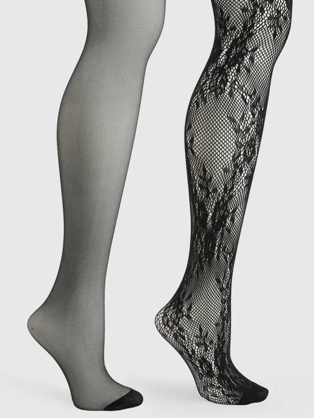 boohoo Dames Zwarte Panty's 2-pack