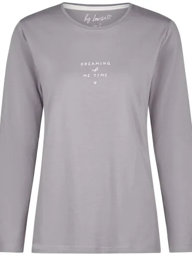 By Louise Dames pyjama set lang jersey katoen gestreept grijs, foto 2