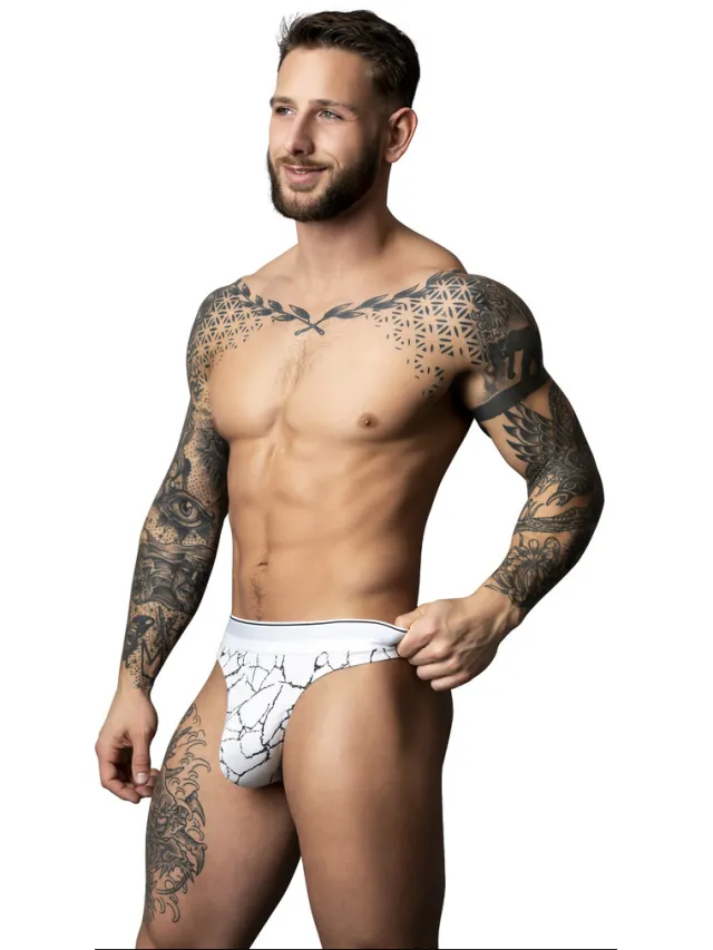 Male Power Tanga - Witte Marmer