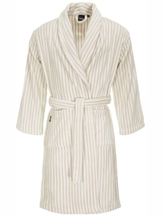 Linolux Velours Fiore Stripe Unisex velours badjas - Beige