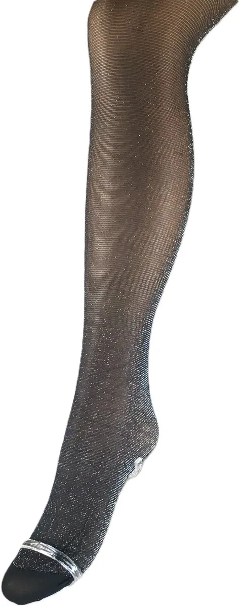 Bonnie Doon Curvy Glitter Tight Panty Subtiele Glitter Grote Maat 4XL 52/54 Zwart/Goud - comfortabele pasvorm - speciaal voor grote maten - glamour - feestelijk - casual - curvy - metalic - Subtiel - Zwart met Goud -Black/Gold - BP251904.135 Zwart / Goud