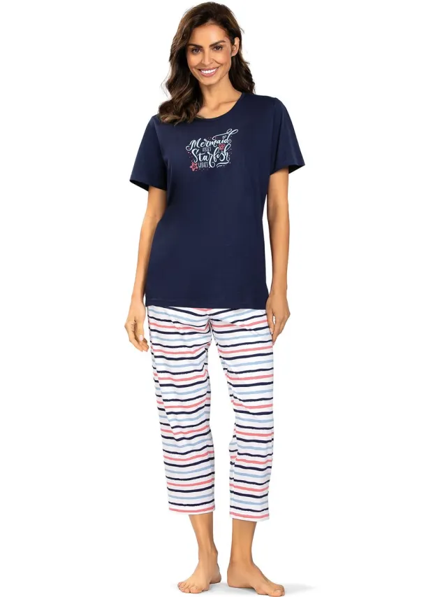 Comtessa Dames Pyjama 'Mermaid Kisses' Blue Blauw