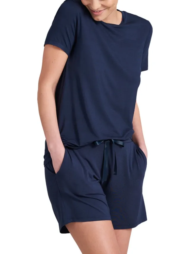 Schiesser Dames pyjama Modal donkerblauw