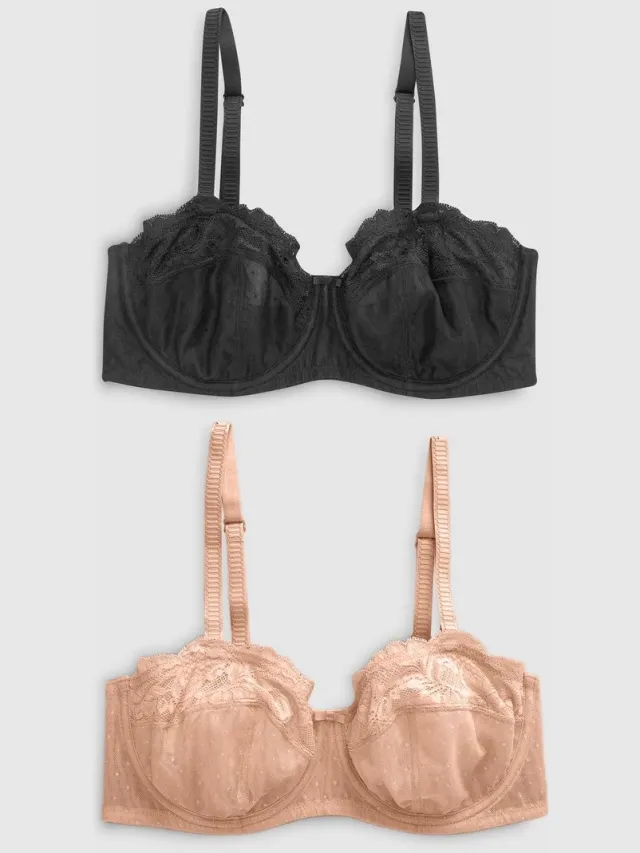 Next Dames - 2 Strapless DD+ beha's zonder vulling - Zwart Black/Praline Nude