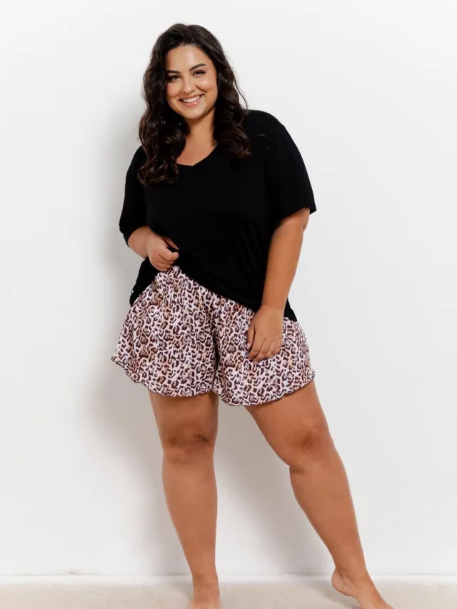 Taro Short Pyjama - Esti - Maat: Zwart multi
